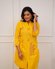 Beautiful dobby cotton co-ord set with tussle design