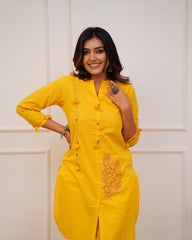 Beautiful dobby cotton co-ord set with tussle design