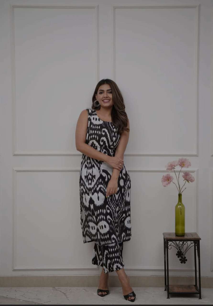 Designer sleeveless rayon printed co-ord set Eraya
