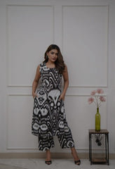 Designer sleeveless rayon printed co-ord set
