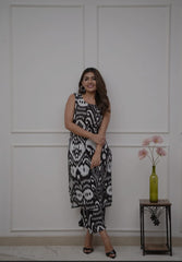 Designer sleeveless rayon printed co-ord set