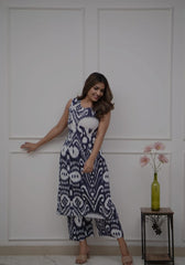 Designer sleeveless rayon printed co-ord set