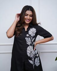Floral embroidery work cotton co-ord set