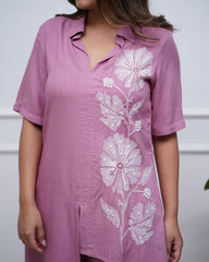 Floral embroidery work cotton co-ord set