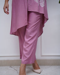 Floral embroidery work cotton co-ord set