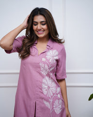 Floral embroidery work cotton co-ord set