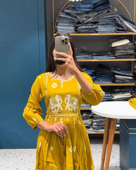 Beautifully embroidered cotton three piece suit set