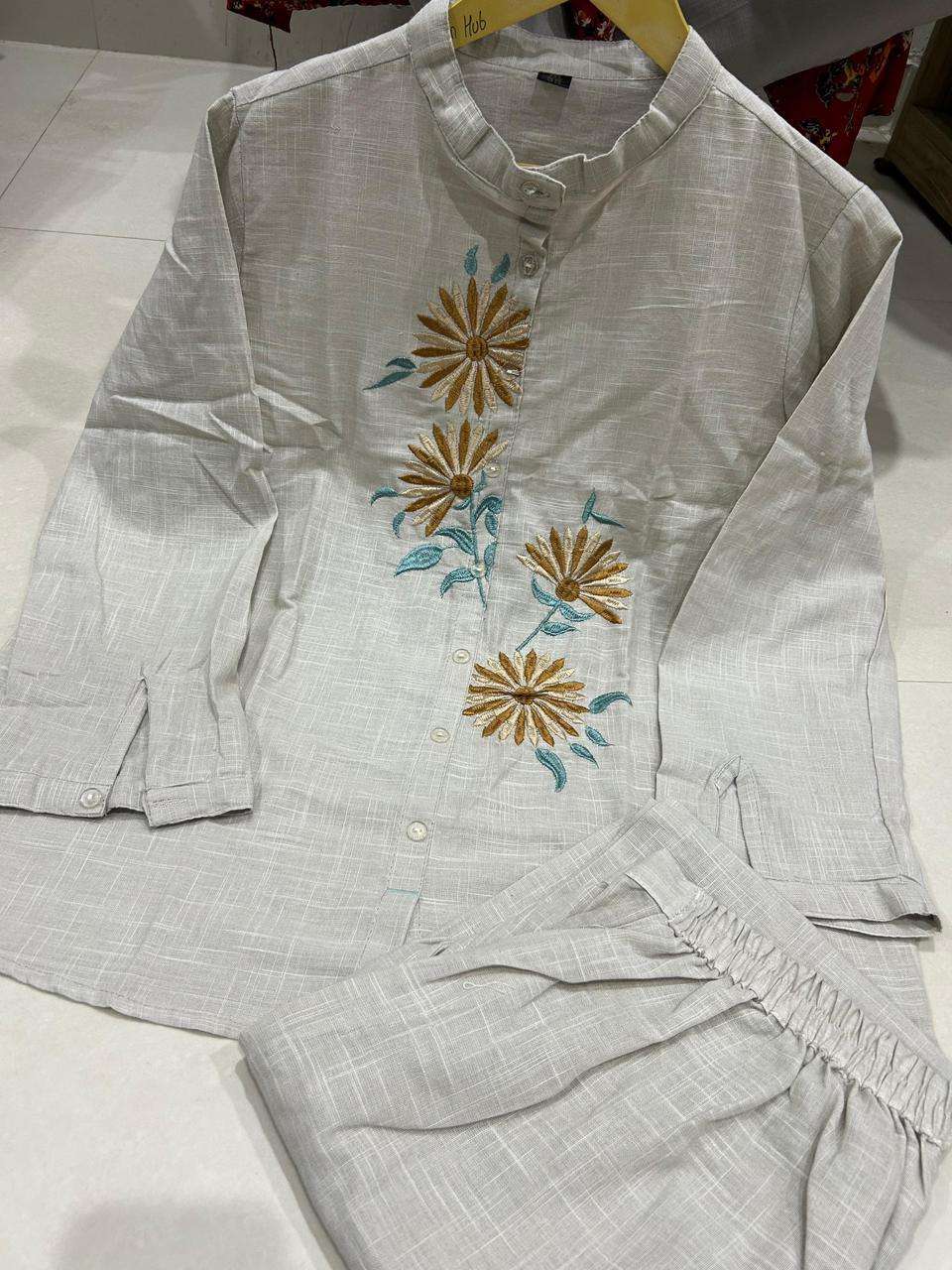 Stylish embroidered cotton flex co-ord set Eraya
