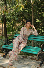 Floral Muslin Silk Printed Peplum Kurti With Palazzo Co-Ord Set