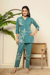 Floral digital printed cotton co-ord set
