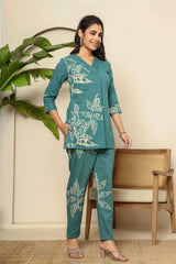 Floral digital printed cotton co-ord set