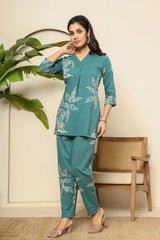 Floral digital printed cotton co-ord set