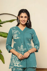 Floral digital printed cotton co-ord set