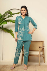 Floral digital printed cotton co-ord set
