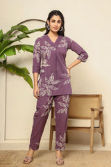 Floral digital printed cotton co-ord set