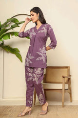 Floral digital printed cotton co-ord set Eraya