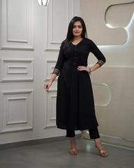 Designer sleeves cotton kurti with pintex work-set