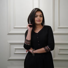 Designer sleeves cotton kurti with pintex work-set