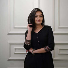 Designer sleeves cotton kurti with pintex work-set Eraya