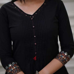 Designer sleeves cotton kurti with pintex work-set Eraya