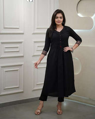 Designer sleeves cotton kurti with pintex work-set Eraya