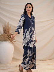 Aesthetic floral work shirt pattern cotton co-ord set