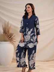 Aesthetic floral work shirt pattern cotton co-ord set