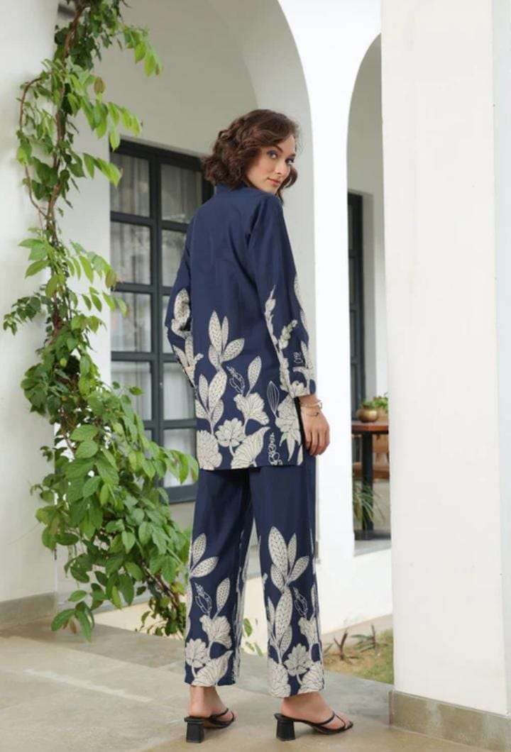 Bloom delight royal blue cotton co-ord set Eraya