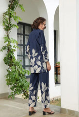 Bloom delight royal blue cotton co-ord set