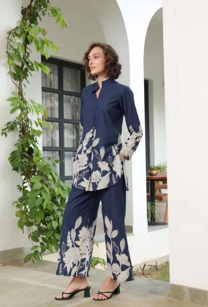 Bloom delight royal blue cotton co-ord set Eraya