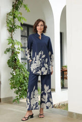 Bloom delight royal blue cotton co-ord set