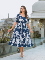 Breezy blue cotton midi-dress