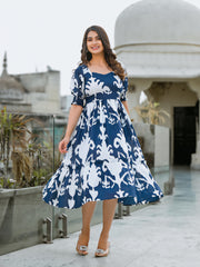 Breezy blue cotton midi-dress
