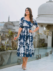 Breezy blue cotton midi-dress