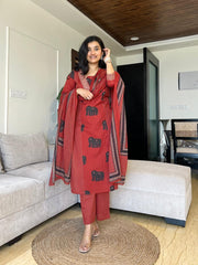 The jaipuri style: yoke detailed cotton three piece set