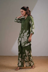Aesthetic floral work shirt pattern cotton co-ord set Eraya