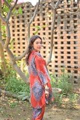 Beautiful azure red cotton co-ord set