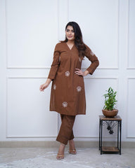 Beautiful cotton fabric english brown co-ord set