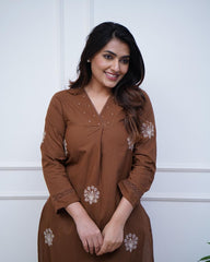 Beautiful cotton fabric english brown co-ord set