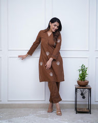 Beautiful cotton fabric english brown co-ord set