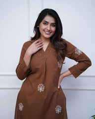 Beautiful cotton fabric english brown co-ord set Eraya