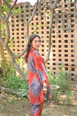 Beautiful azure red cotton co-ord set