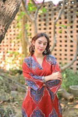 Beautiful azure red cotton co-ord set