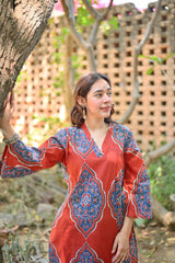 Beautiful azure red cotton co-ord set