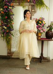 Beautiful pure chanderi fabric neck mirror work suit set