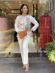 Embroidered party wear cotton co-ord set