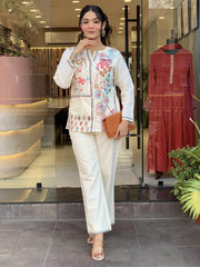 Embroidered party wear cotton co-ord set