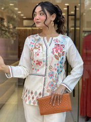 Embroidered party wear cotton co-ord set