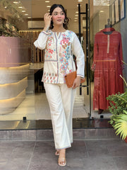 Embroidered party wear cotton co-ord set