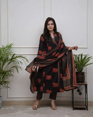Angarkha style cotton kurt set